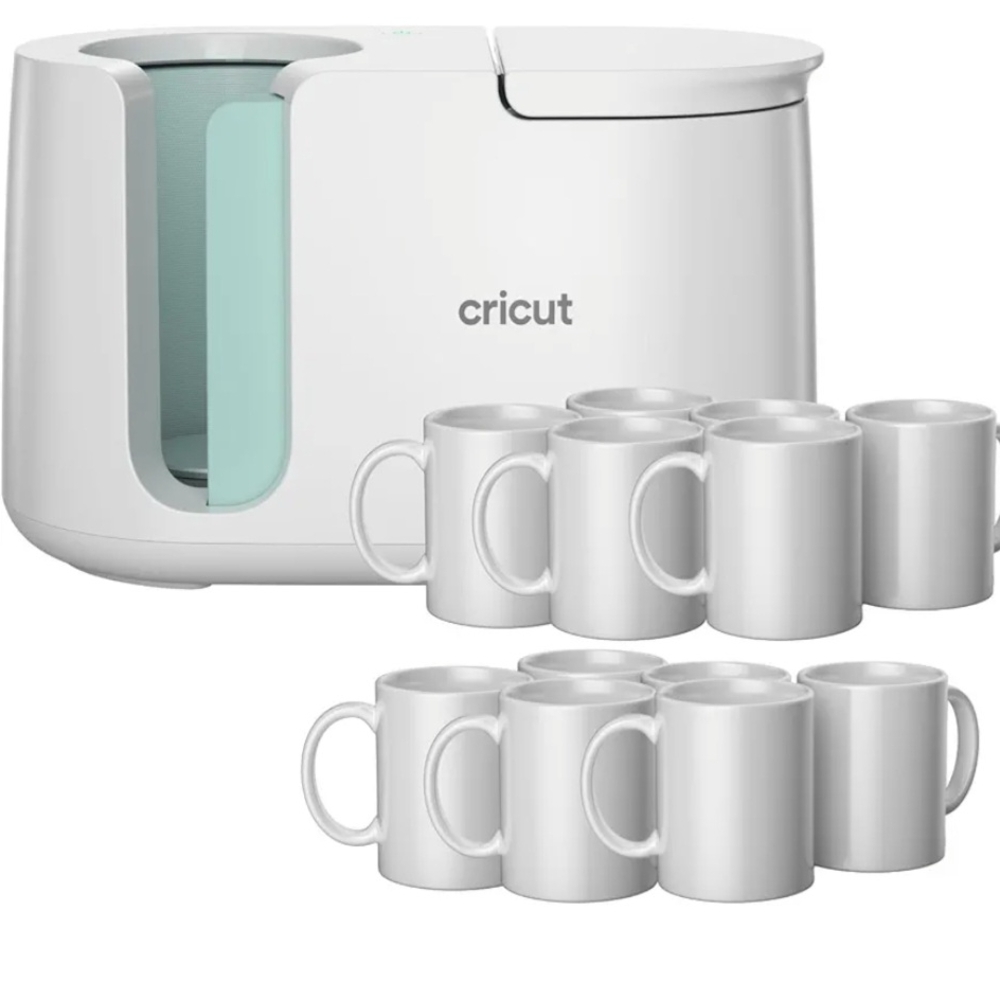Cricut Mug Press with White and Mint Details
